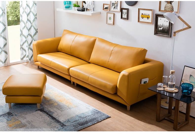 sofa 3 chỗ Da màu vàng cam SF46