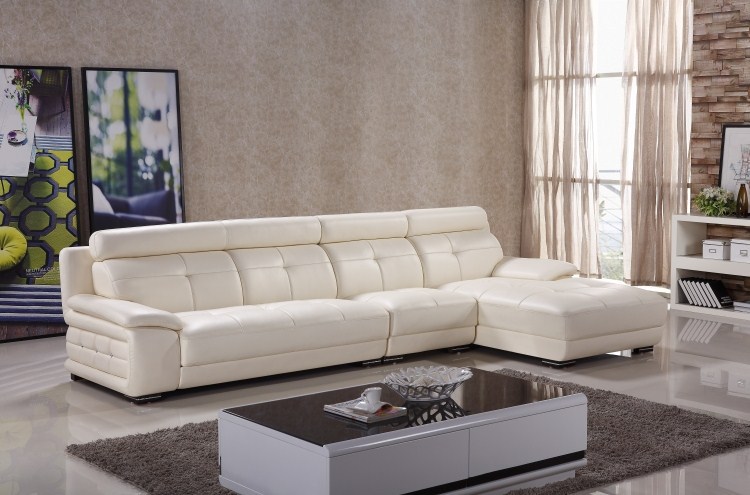 SOFA DA MÀU KEM 2 BĂNG GÓC PHẢI 6812